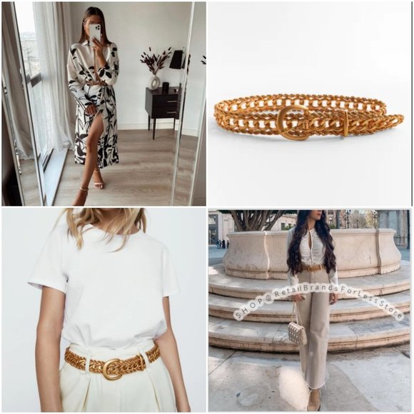 ZARA METALLIC GOLD LINK METAL CHAIN BELT main image 13